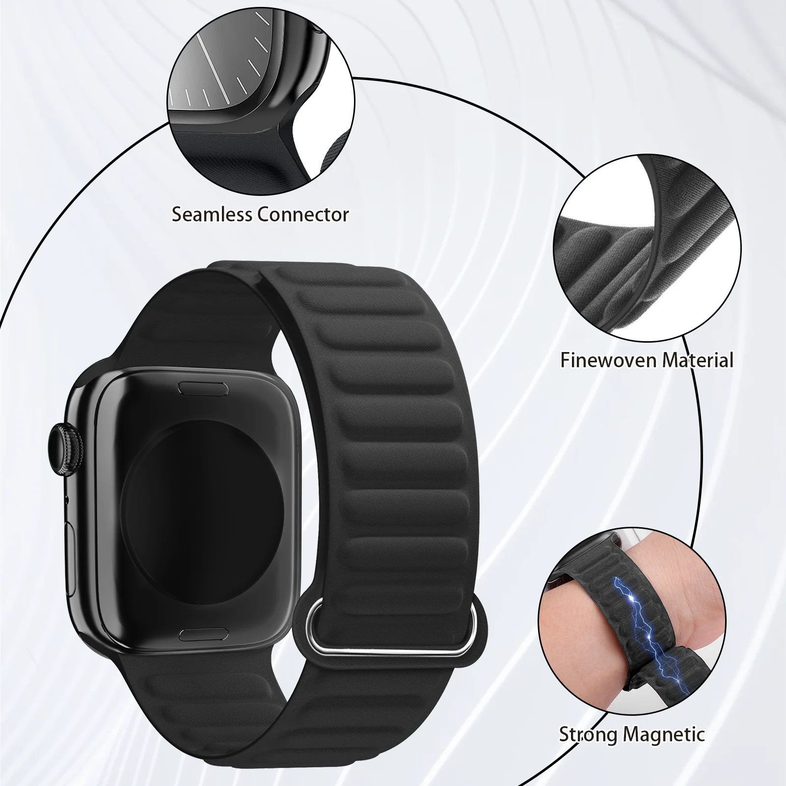 Magnetic Loop for Apple watch Bands 44mm 40mm 49mm 45mm 41mm 38mm FineWoven bracelet iWatch Series 9 8 6 5 4 7 SE Ultra 2 Strap