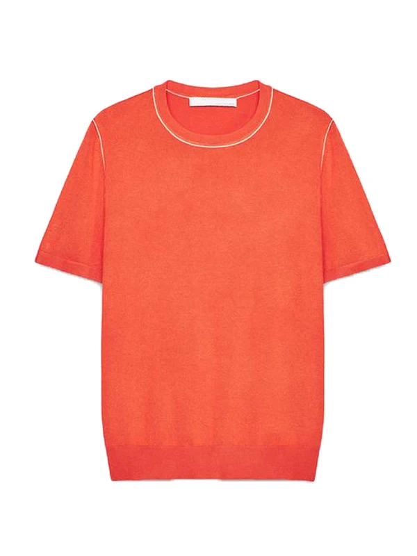 Simples redondo ne ort sve malha superior cor colion decoração básica sle feminino faion primavera verão pulôver