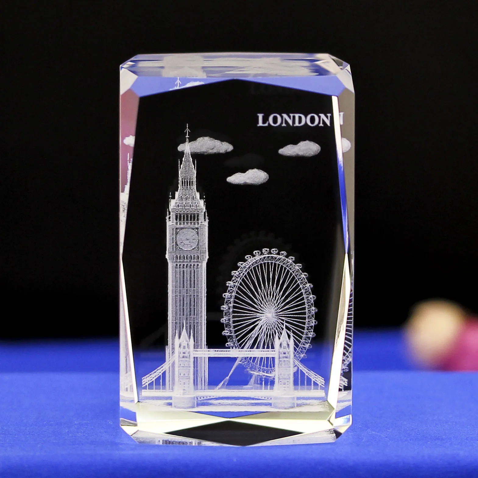 3/4/5cm Cube City of London Crystal Carved Glass Ornaments Big Ben London Eye London Bridge Model Crafts