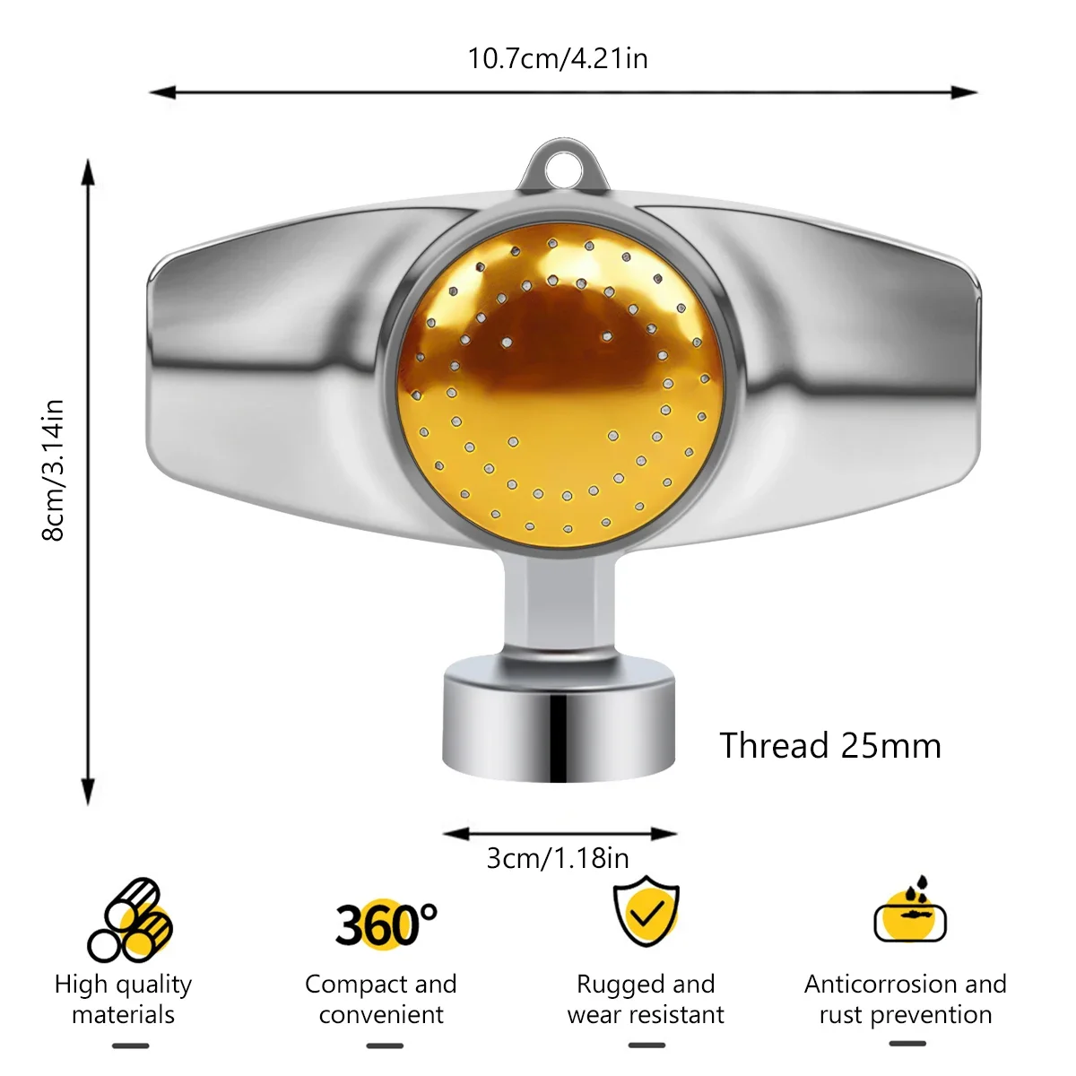 Zraszacz ogrodowy 360 ° zraszacz z metalowymi plamkami do nawadniania do nawadniania z delikatnym przepływem wody dla większości węży ogrodowych