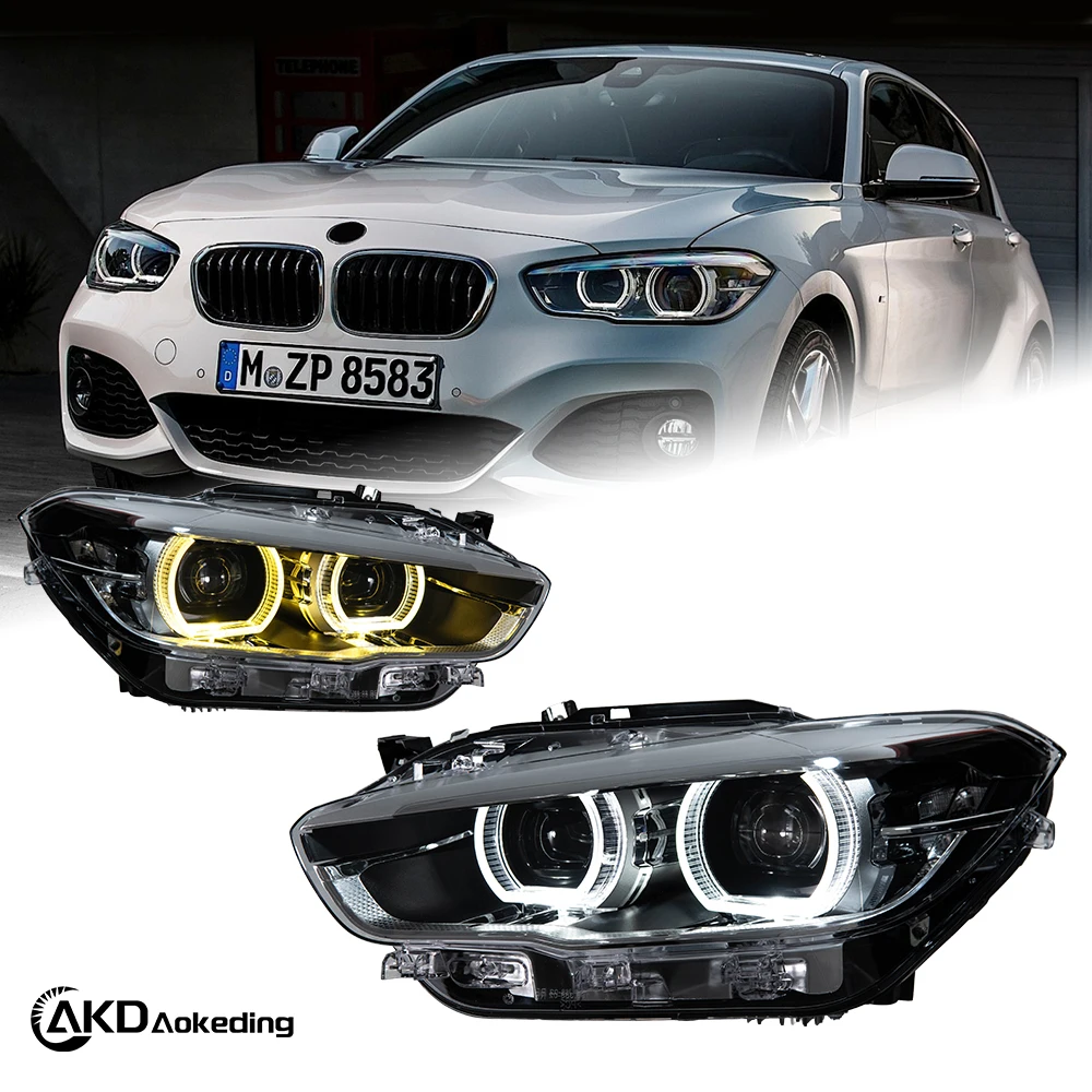 Image of AKD Styling LED-Autolichter für BMW 1er F20 F21 LCI 2015-2019 Scheinwerfer Angel Eyes CSL Gelbe LED-Tagfahrlichter Blinker Abblendlicht Fernlicht Vorderlicht Autozubehör