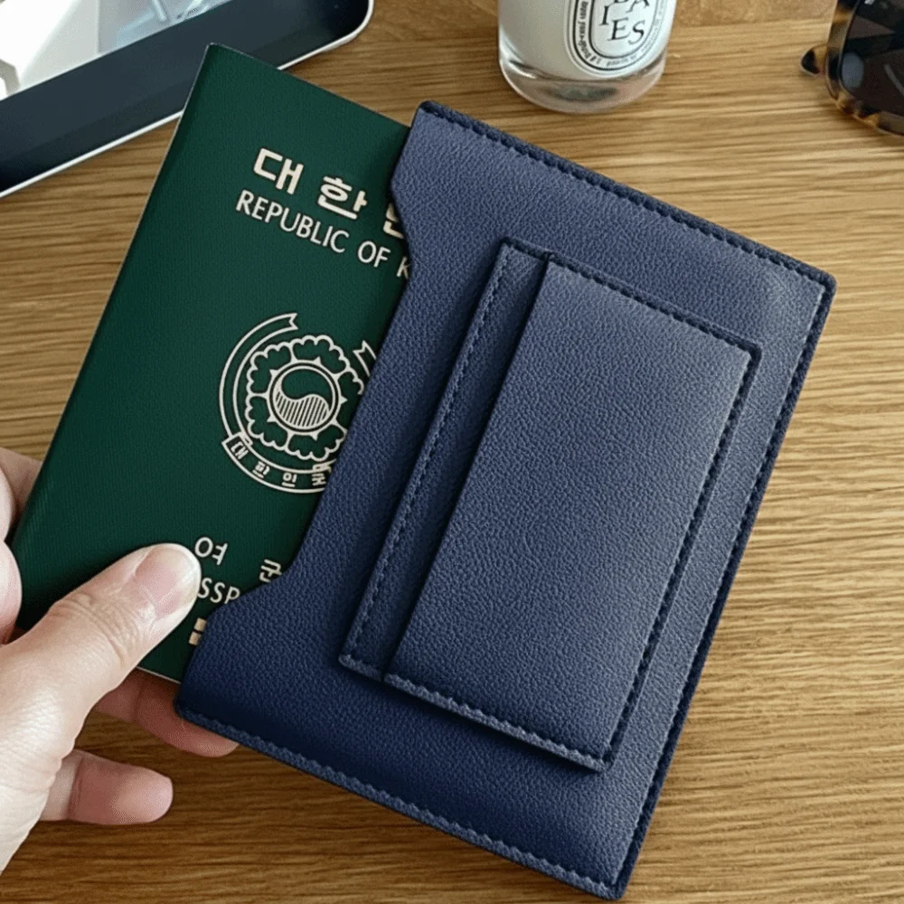 

Solid Color Passport Cover Airplane Check-in Multifunctional Card Holder Passport Clip PU Leather Ticket Folder Bag Accessories