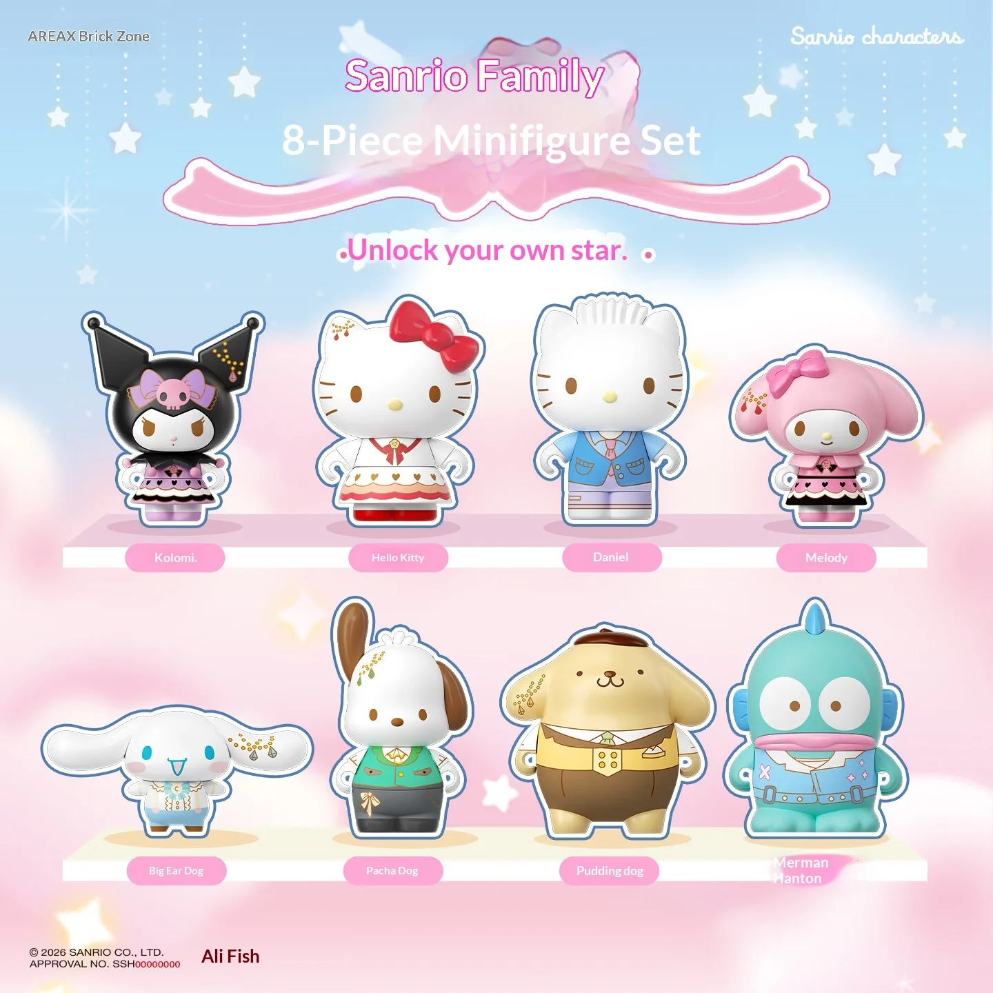 Areax Sanrio Characters Building Block Blind Box Keychains Bag Pendant Hello Kitty Kuromi My Melody Cute New Year Gift For Women