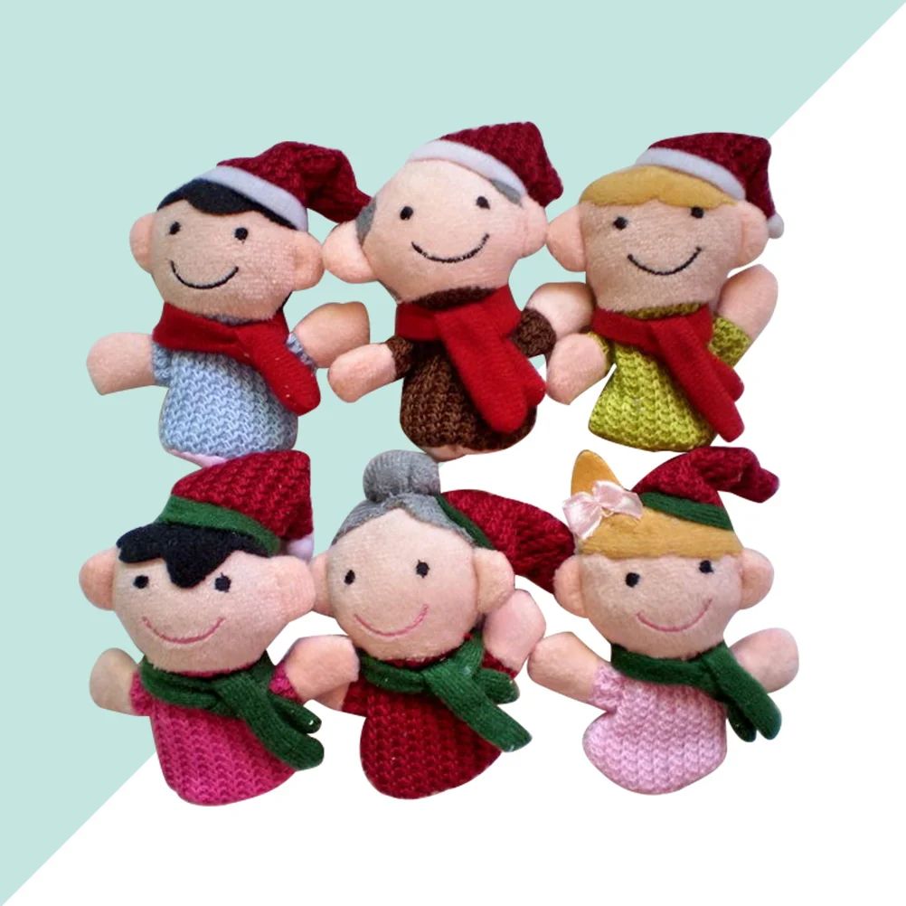 6 STKS Kerst Vingerpop Set Cartoon Mooie Familie Interactief Speelgoed Vinger Speelgoed voor Kinderen Kerst vinger handpoppen