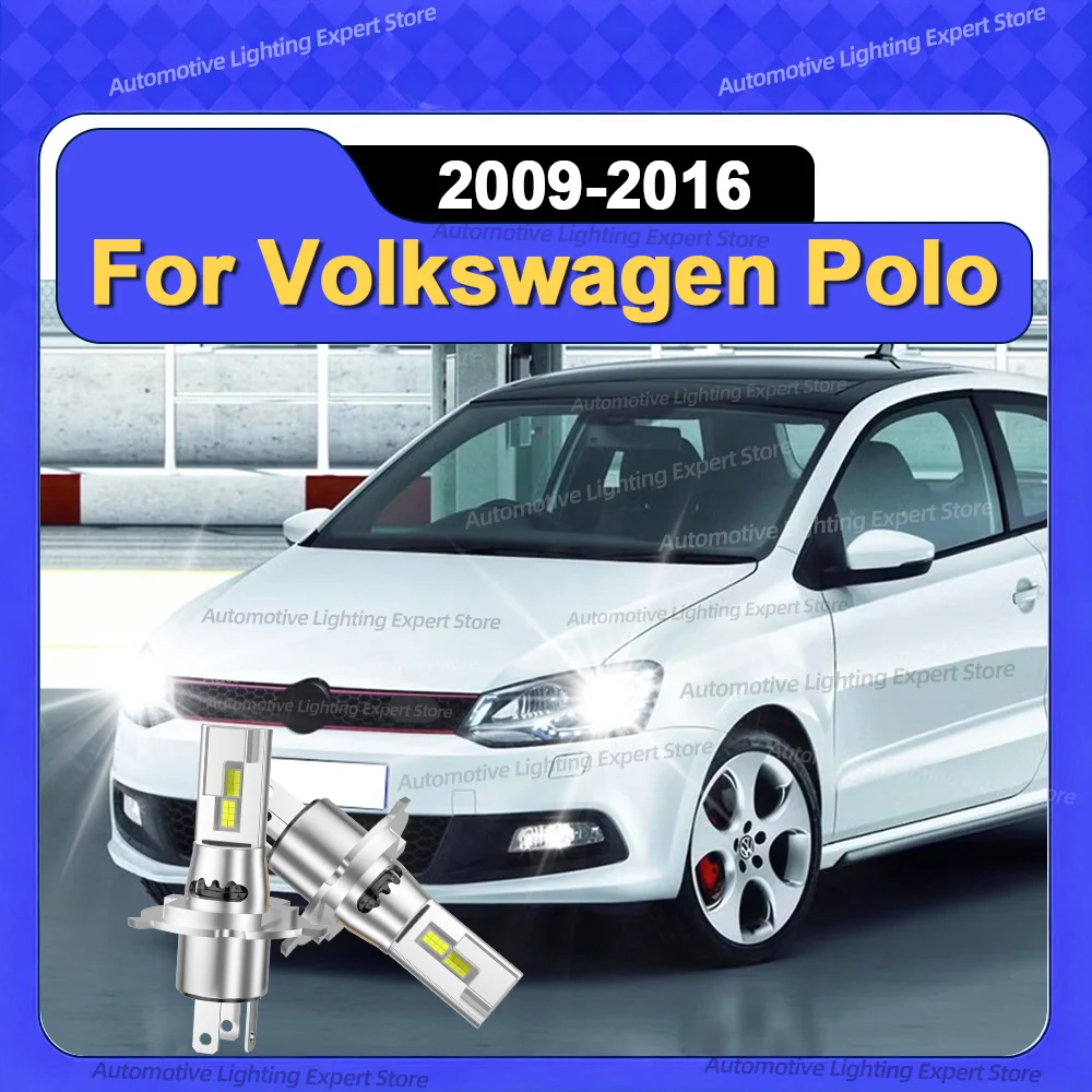

2 светодиодные фары высокой мощности 30000LM, автомобильные лампы для Volkswagen Polo 2009 2010 2011 2012 2013 2014 2015 2016