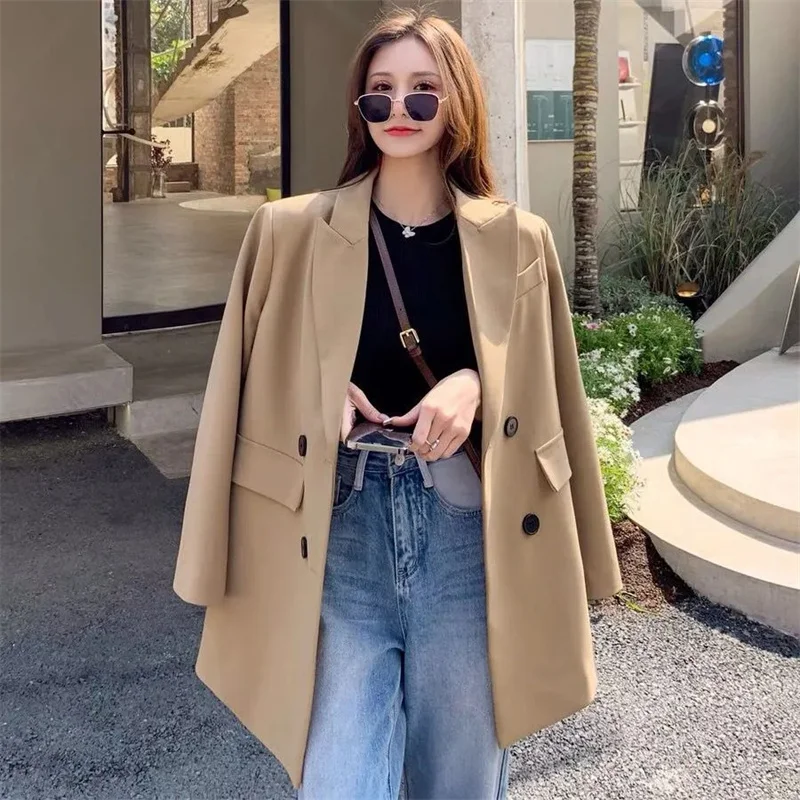 Fashion Hooded Casual Suit Jacket Women's Spring AndAautumn 2024 New Vacation Two-Piece Trench Coat Stitching Suit Trench Coat