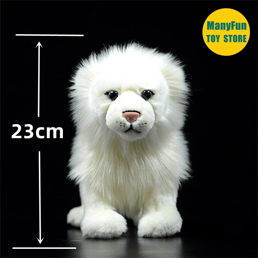 Realistic White Lion High Fidelity Lion Plushie African Lion Plush Toys Lifelike Stuffed Animals Simulation Doll Kawai Toy Gift