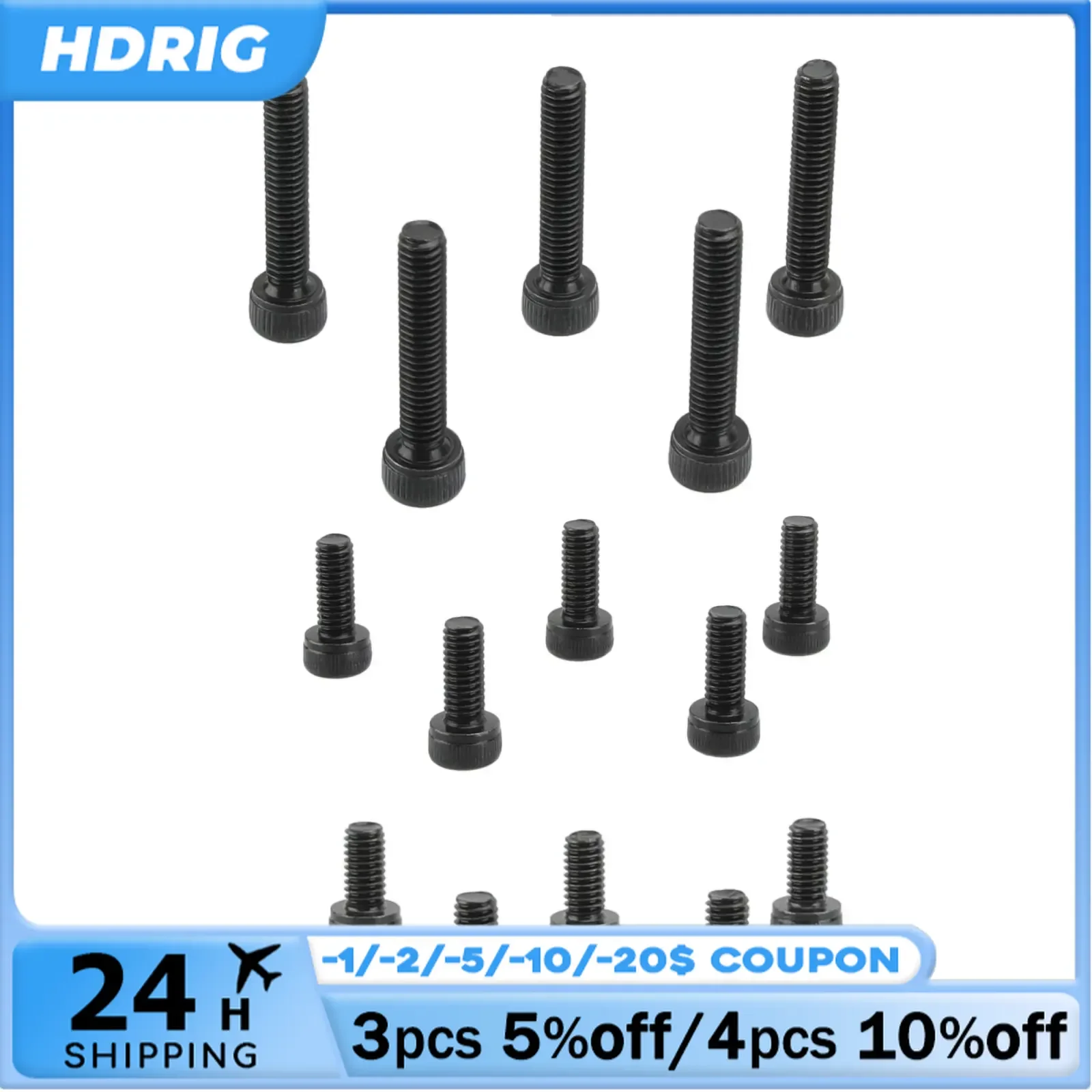 HDRIG Three Types M4 Hex Lengh  8mm / 10mm / 22mm Screw Pack Cup Head (15 pcs)