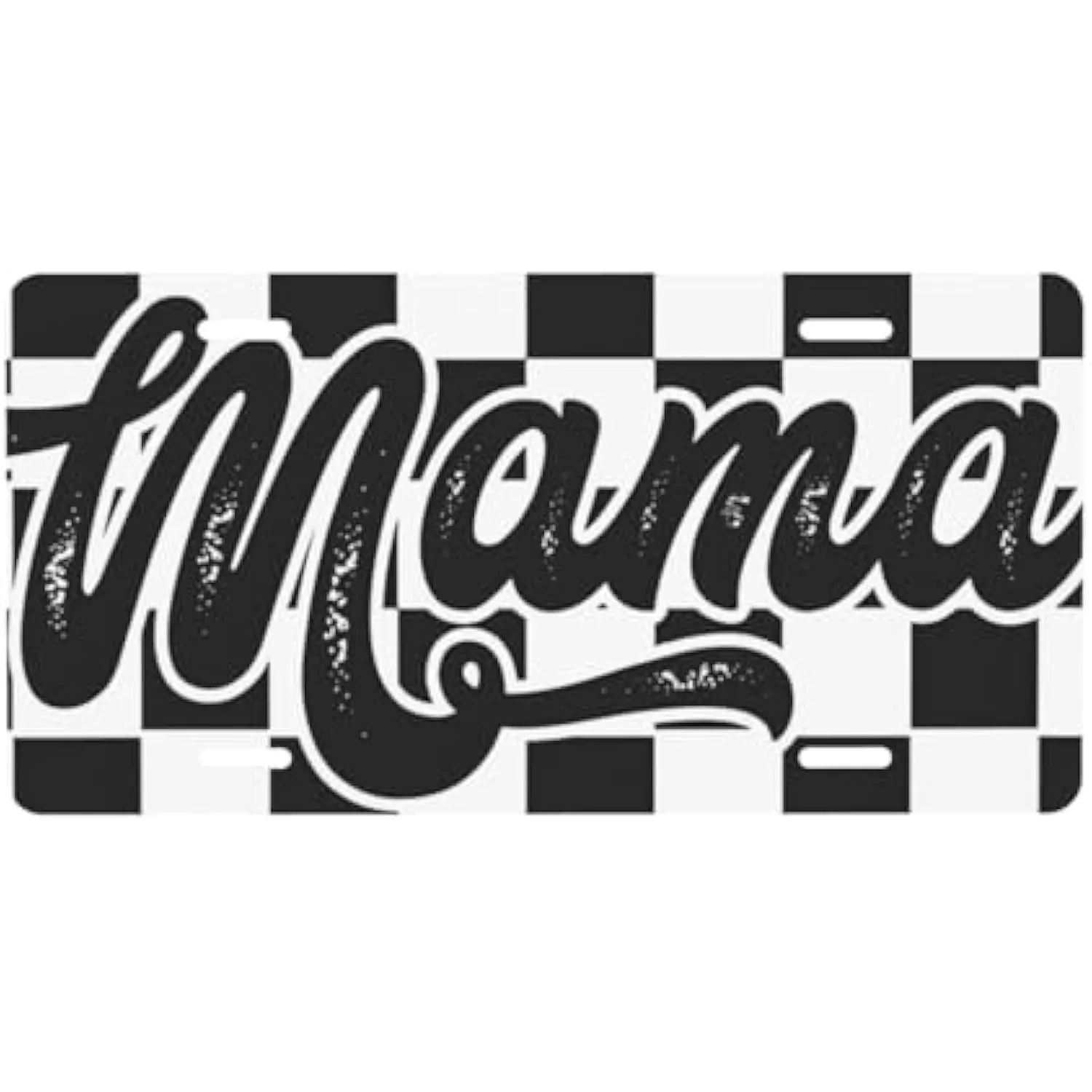 placa-decorativa-de-carro-estilo-racing-em-aluminio-com-estampa-xadrez-a-prova-d'Agua