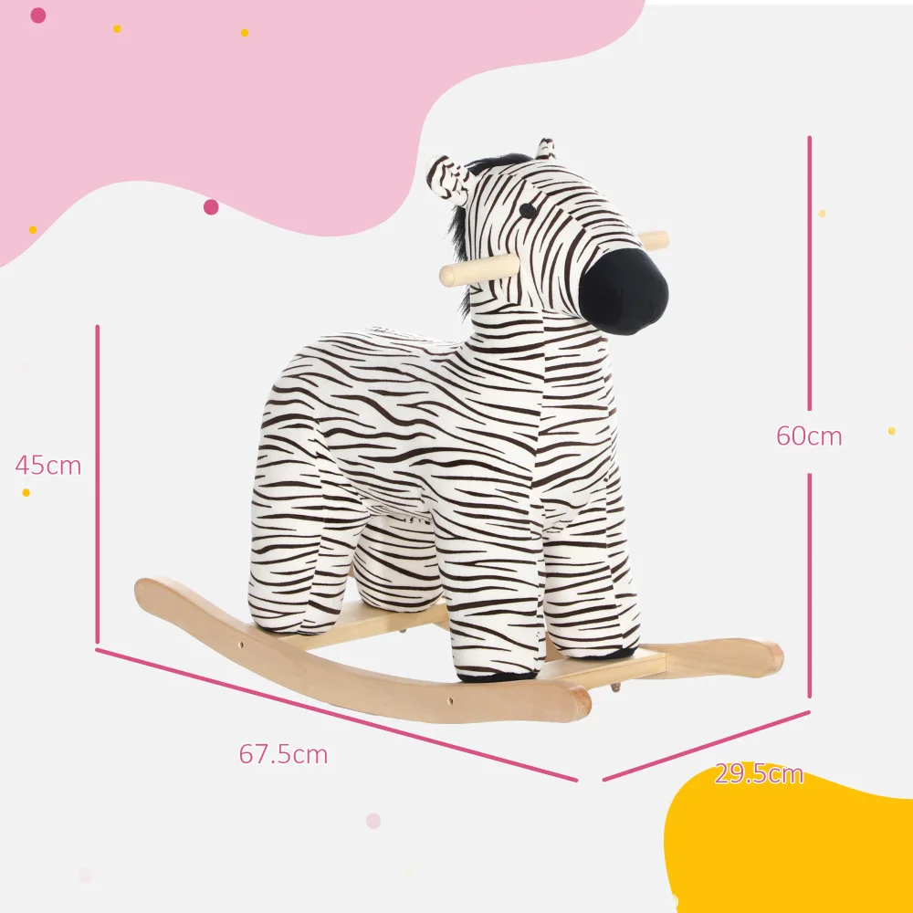 Cavalo de balanço, animal de balanço infantil, passeio em forma de zebra com som realista para meninos e meninas de 2 a 4 anos, preto