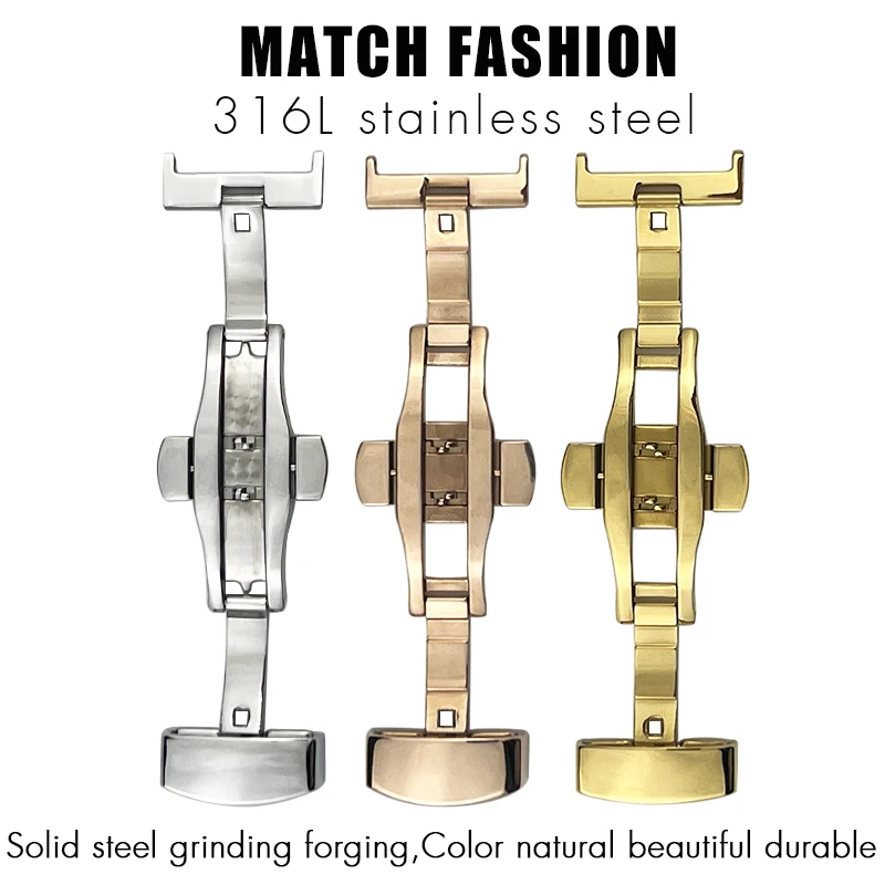 Deployment Watch Strap Buckle Automatic Double Click Watchband Stainless Steel Butterfly Clasp 12mm 14mm 16mm18mm 20mm 22mm