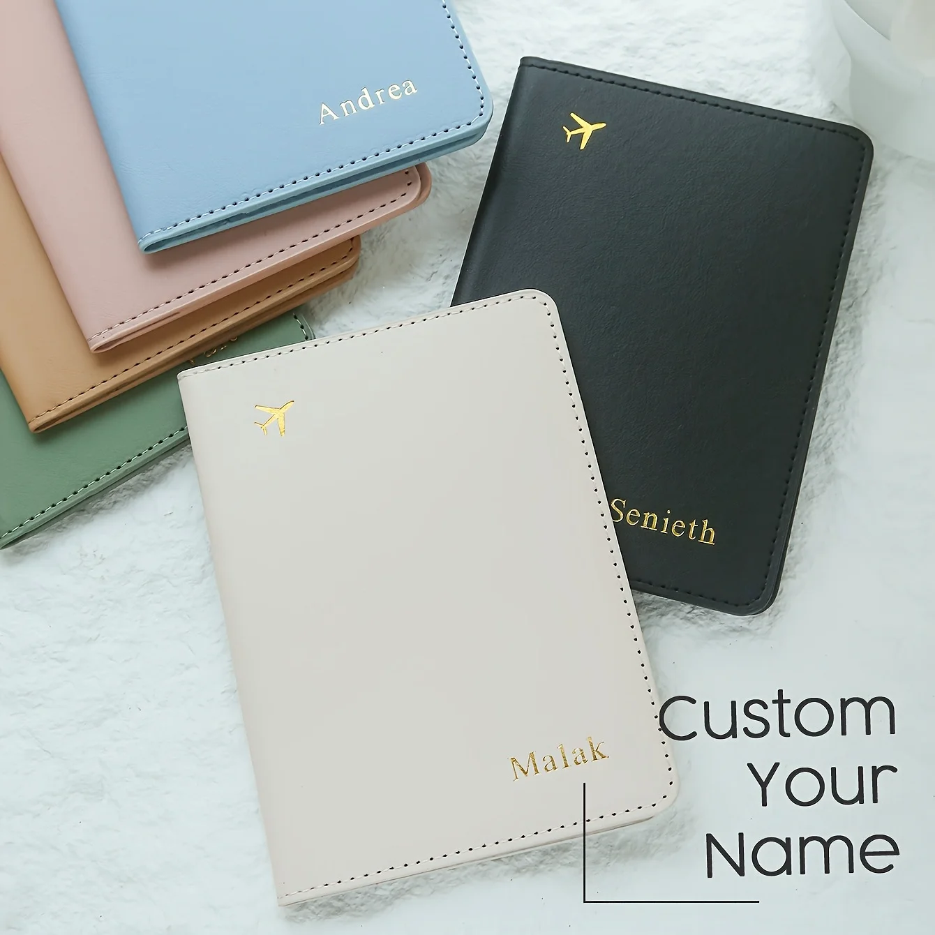 Personalized Engraved Name Passport Cover Custom Gold Foil Travel Document Case Minimalist Travel Gift for Bridesmaids & Couples