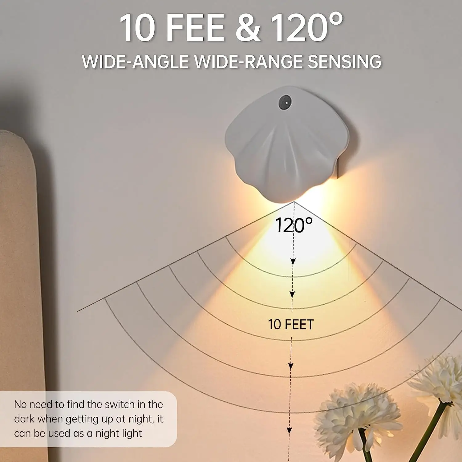 USB Rechargeable Motion Sensor Night Light LED Wall Sconce with 3 Color Temperature 3 Brightness Dimmable Wall Light for Bedroom