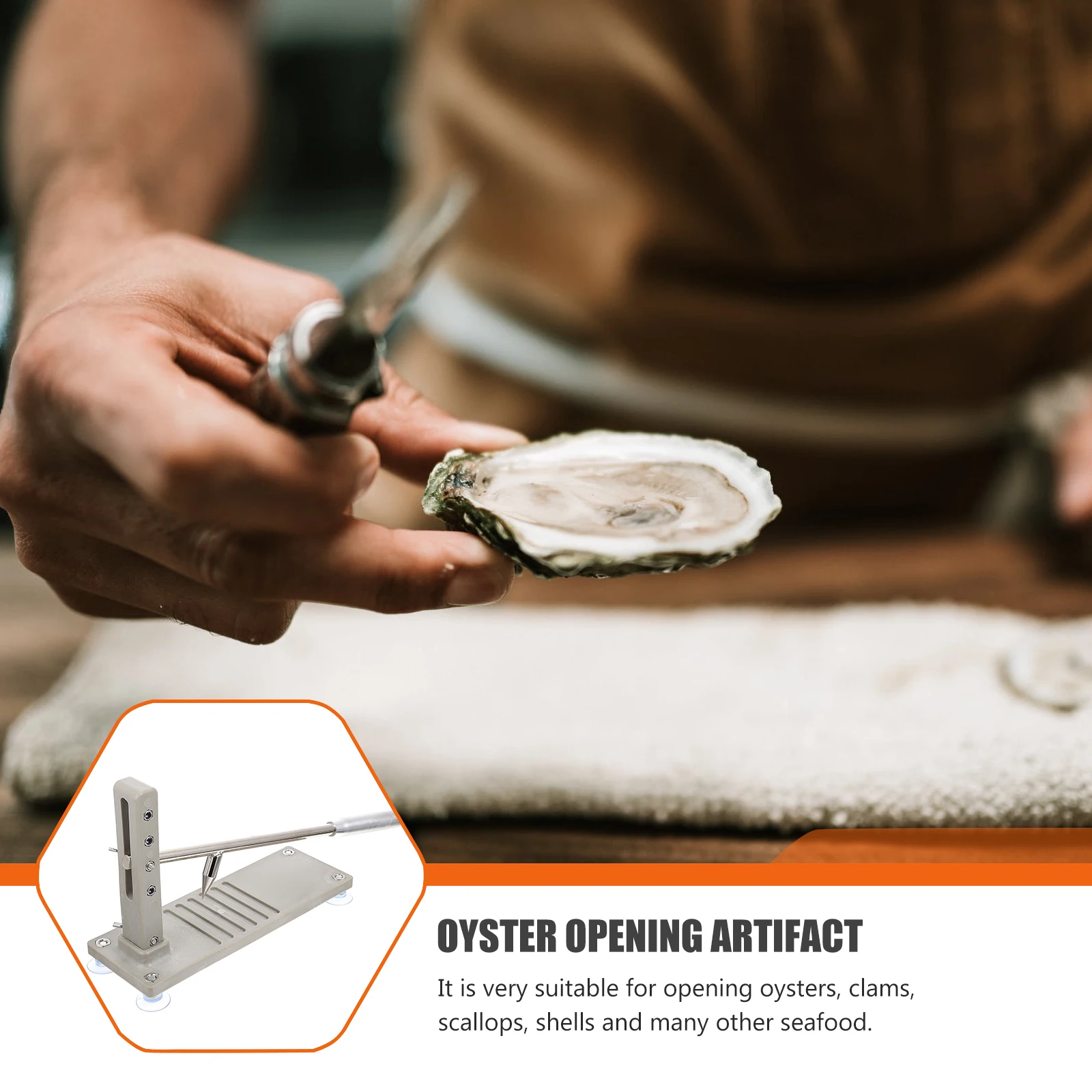 

1 шт., открывалка для устриц, регулируемый инструмент для приготовления морепродуктов, железный пластик, удобный ручной кухонный аксессуар, резак для моллюсков
