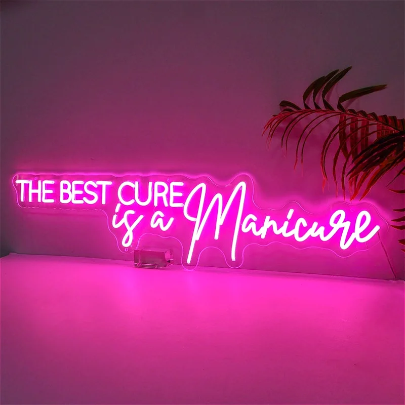 The Best Cure Is Manicure Neon Sign Custom Nail Studio LED Neon Light Nail Salon Beauty Salon Decoration Beauty Room Wall Decor