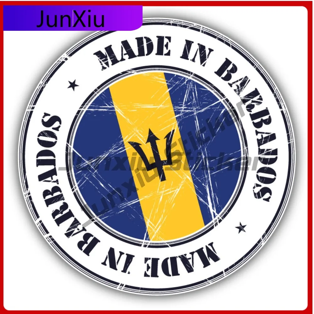 

Made In Barbdos Grunge Flag Stamp Car Decal Bumper Stickers Anime Style Truck Use For Car Window Decor Car Accessories Scratc