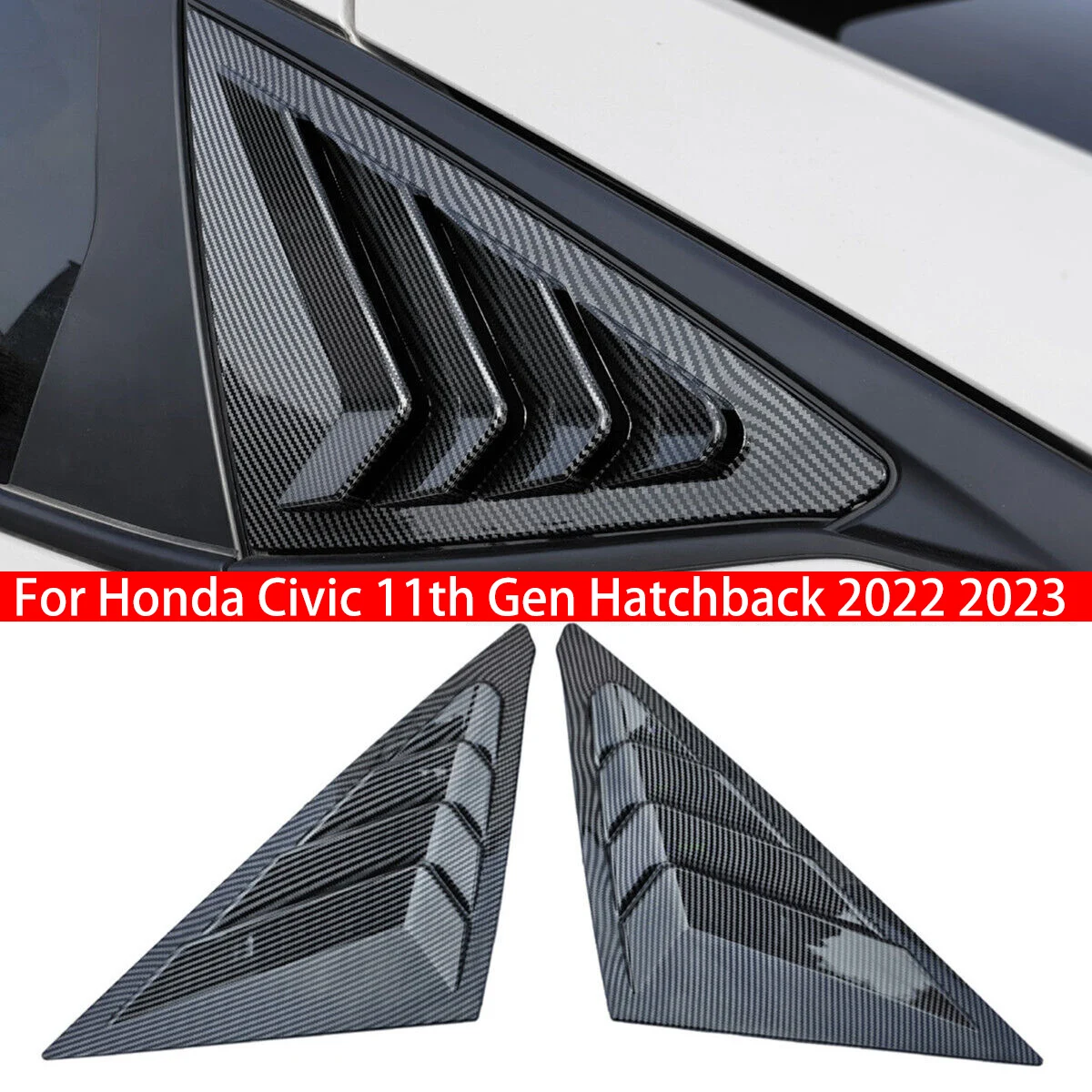 

Для Honda Civic 11 поколения хэтчбека 2022 2023 Автомобильный задний жалюзийный окно боковая крышка затвора отделка стикер на вентиляционное отверстие Совок ABS углеродное волокно