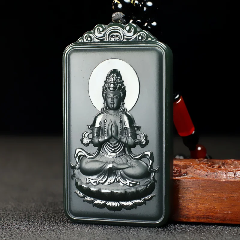

Подлинный мужской нефритовый кулон Hetian Jade Guanyin, просветляющий сапфир Guanyin Bodhisattva