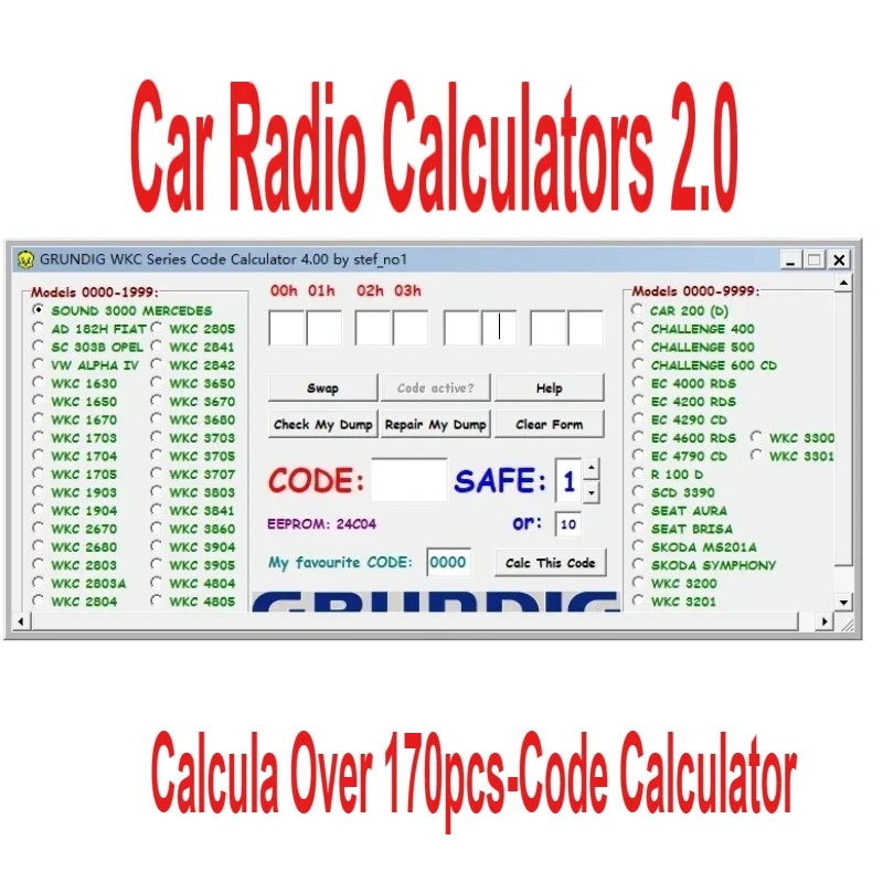Car Radio Code Calculator V.2.0 Unlock Car Radio Code Car Stereo/Radio Code/Recode/Decode CD Over 170pcs Code for VW/Ford/Becker