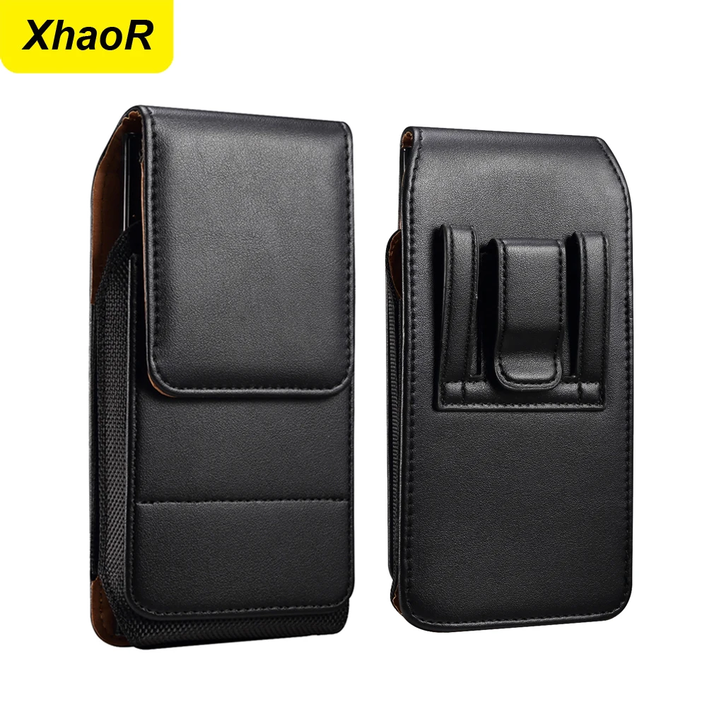 Universal Leather Belt Clip Case Mobile Phone Waist Bag For iPhone 15 14 13 Pro Max Samsung Xiaomi Huawei Vertical Holster Cover