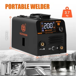 HZXVOGEN 3 in 1 HVM200 saldatrice semiautomatica MIG/Lift TIG/MMA saldatrice Inverter Non Gas per saldatura ferro senza Gas