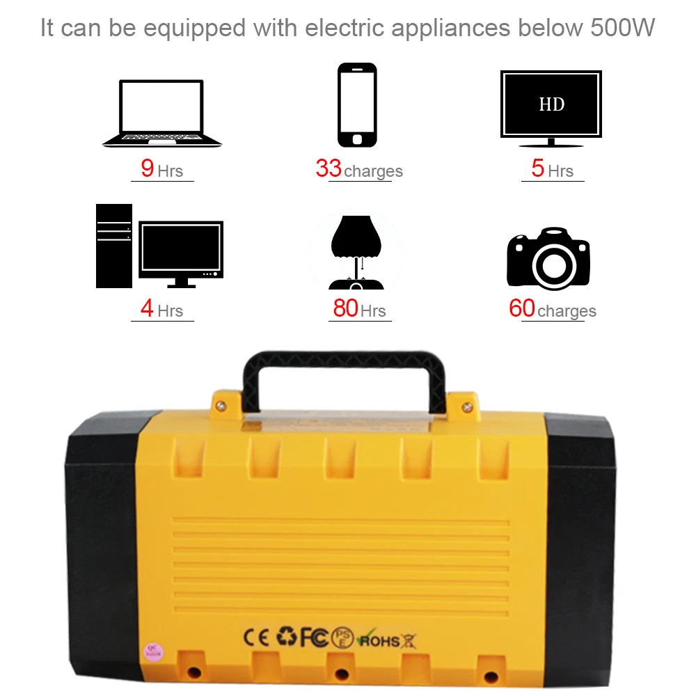 Portable Power Stion 12V 500W UPS Solar Backup Power Battery Inverter Battery Backup For Home Camping Emergency Battery Backup