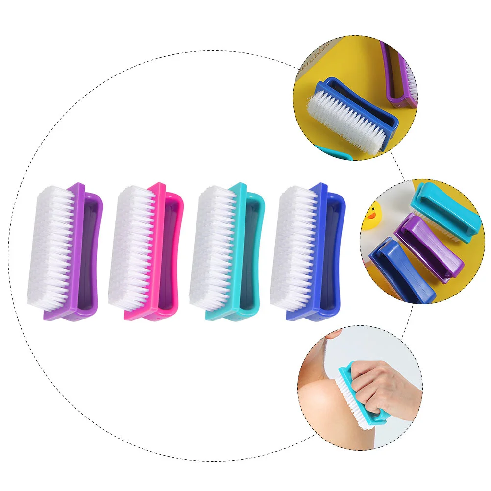 4 Pcs Nail Brush Dust Home Fingernail Kits Cleaning Household Simple Pp Scrub Useful