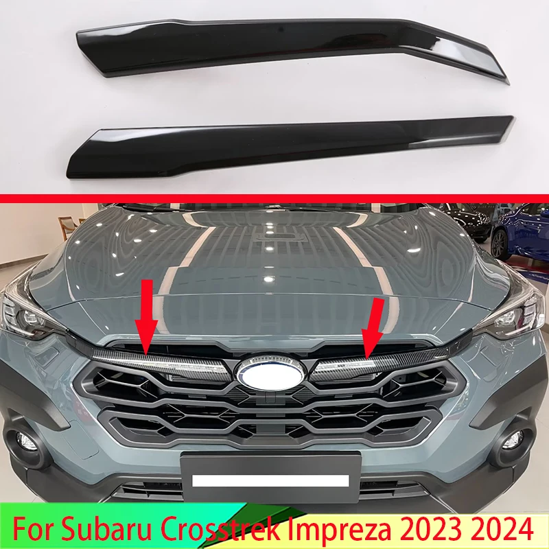 

For Subaru Crosstrek Impreza 2023 2024 Carbon Fiber Style Front Center Mesh Grille Grill Cover Radiator Strip Trim Decoration