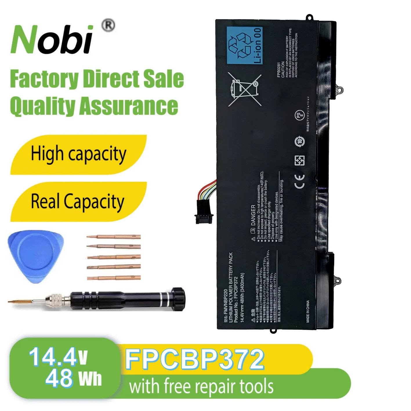 

Аккумулятор Nobi FPCBP372 FMVNBP220 FPB0281 для серии Fujitsu LifeBook U772 UH75/H FMVU75HR (48 Втч-14,4 В)