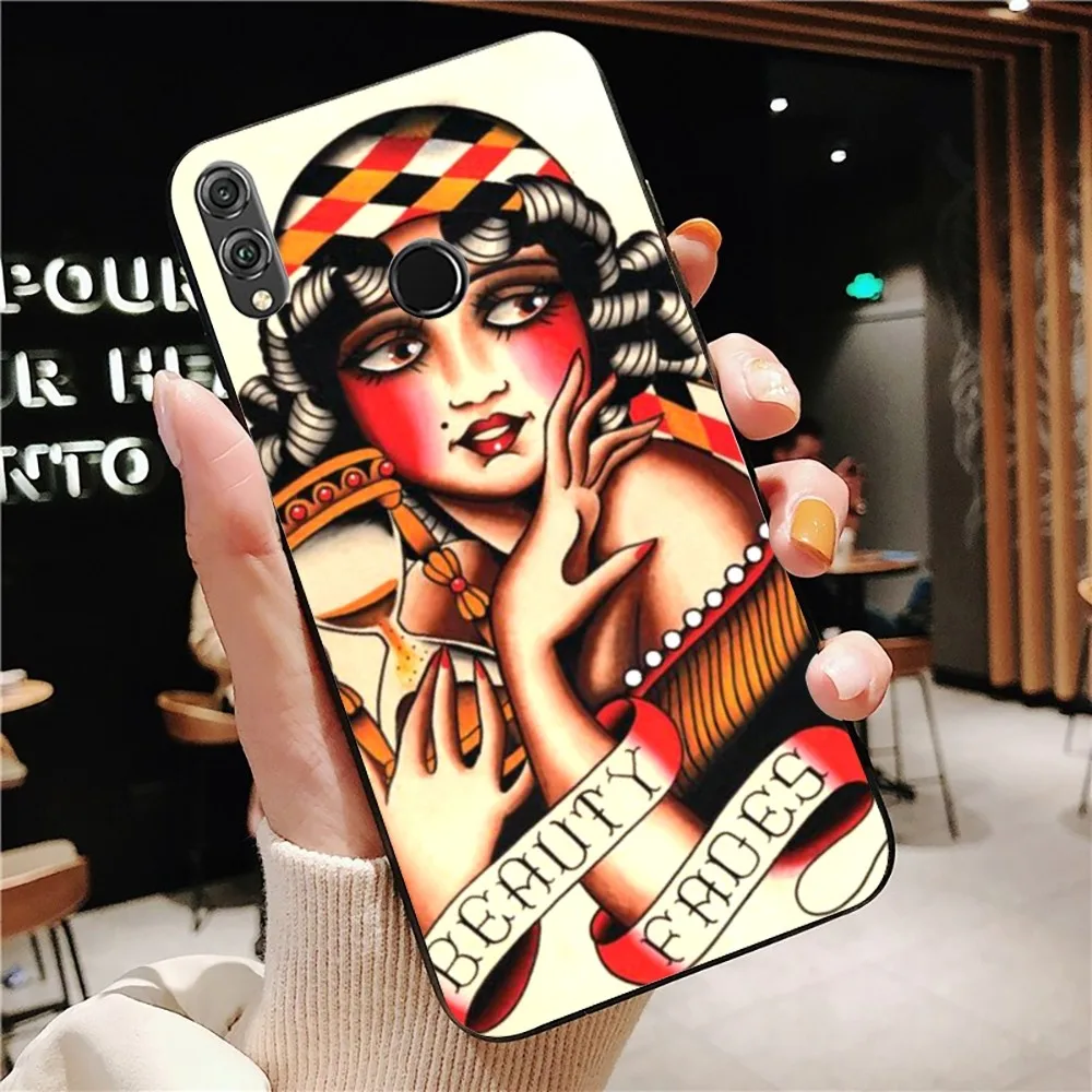 Old School Tattoo Mousepad For Huawei Honor 10 lite 9 20 7A 9X 30 50 60 70 pro plus Soft Silicone Cover