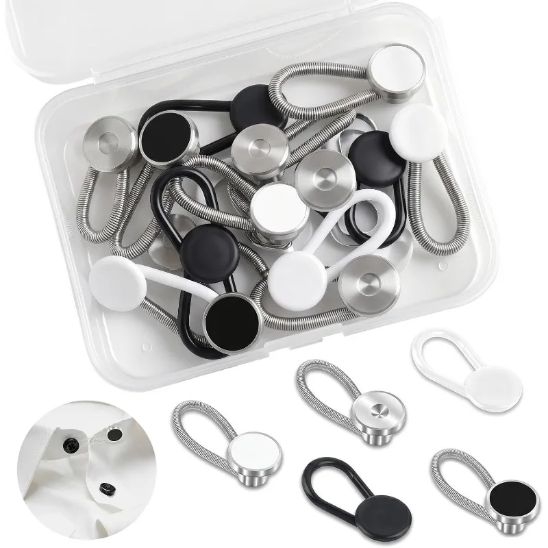 20 Pcs Collar Extenders for Mens Shirts, 5 Styles Elastic Button Extender for Dress Shirts, Suit Accessories for Men & Women