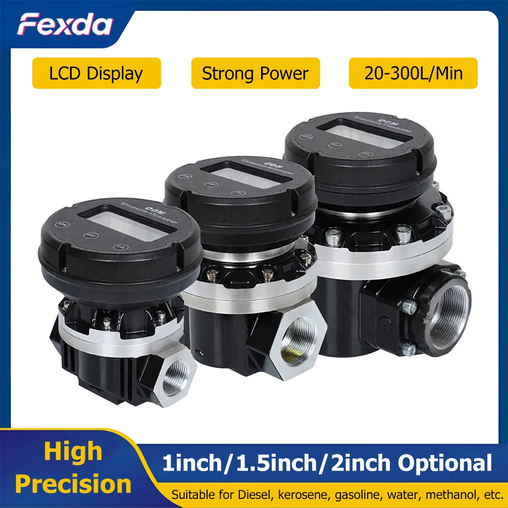 OGM Electronic Oval Gear Flow Meter 1inch/1.5inch/2inch High Precision Digital Fuel Meter for Water Diesel Fuels Petrol