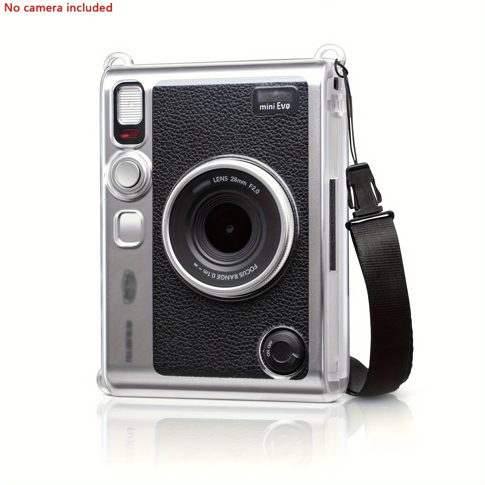 1 x Camera Clear Case for instax Mini EVO Camera with Shoulder Strap - Clear (Camera not included)