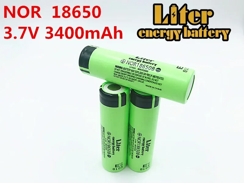 ลิตรพลังงานแบตเตอรี่6PCS 100% Original 18650 3.7V 3400MAH แบตเตอรี่ NOR18650B Lithium-Ion แบตเตอรี่ Rechargebale สำหรับแท็บเล็ต Pc