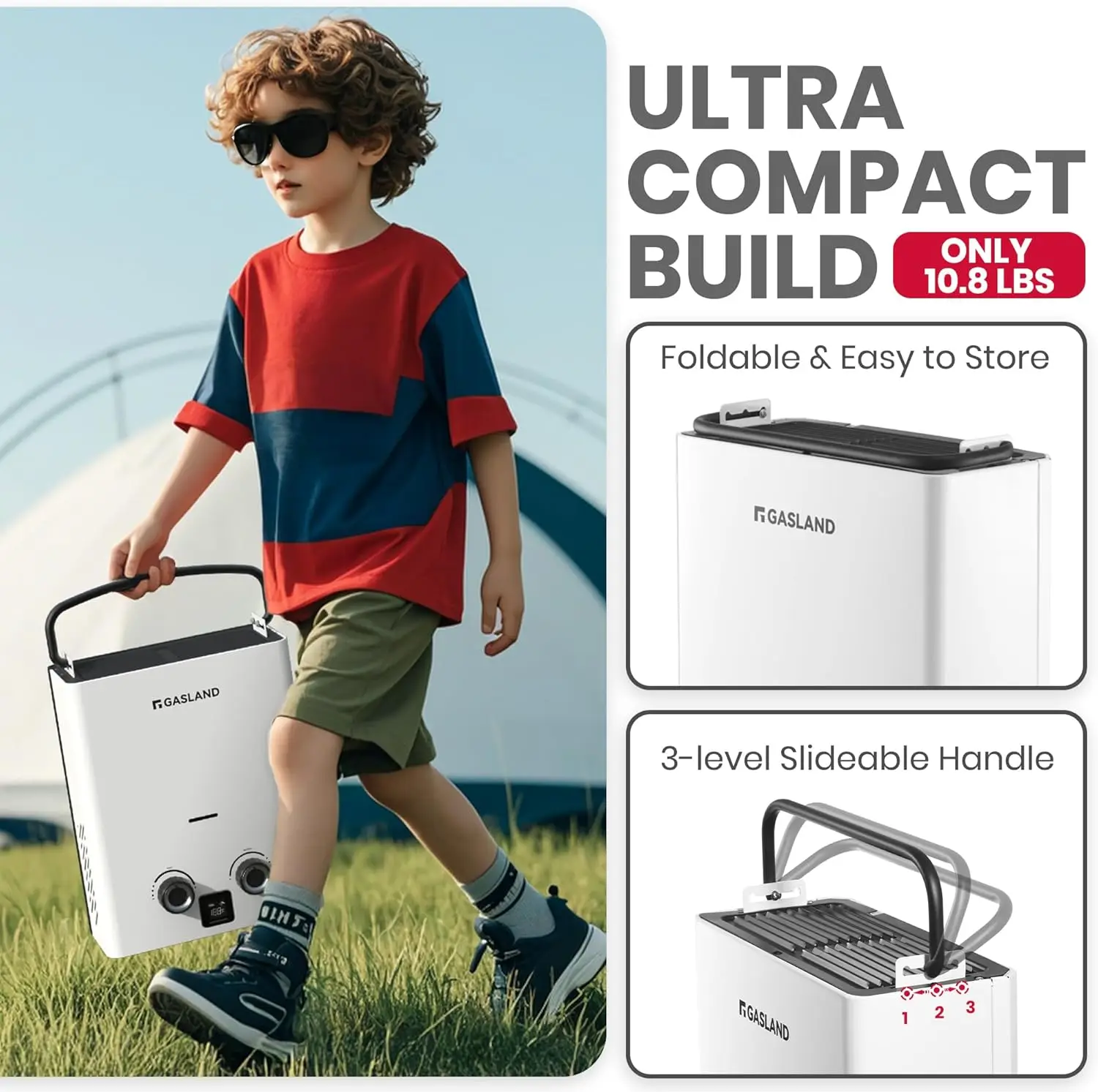 GASLAND Goshower G5 1,32 GPM 34000BTU calentador de agua caliente de propano portátil compacto para acampar al aire libre calentador de ducha fuera de la red