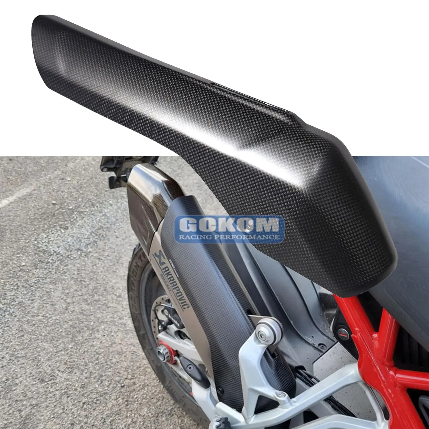 

Gokom Racing Motorcycle Parts Carbon Fiber Exhaust silencer Akrapovic heat guard For Ducati Multistrada V4