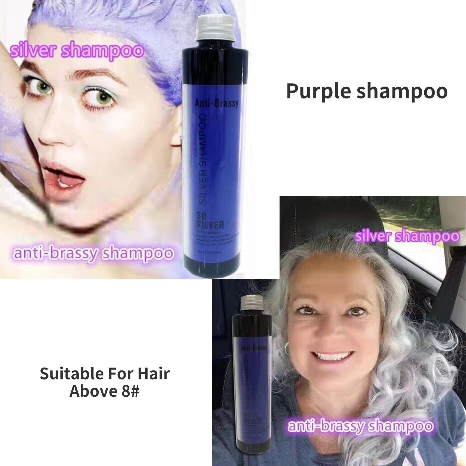 275ml Purple Shampoo For Blonde Hair Bleaching Yellow Removing Linen Gray Silver Color Lock Lasting Hair Dye Salon Shampoos