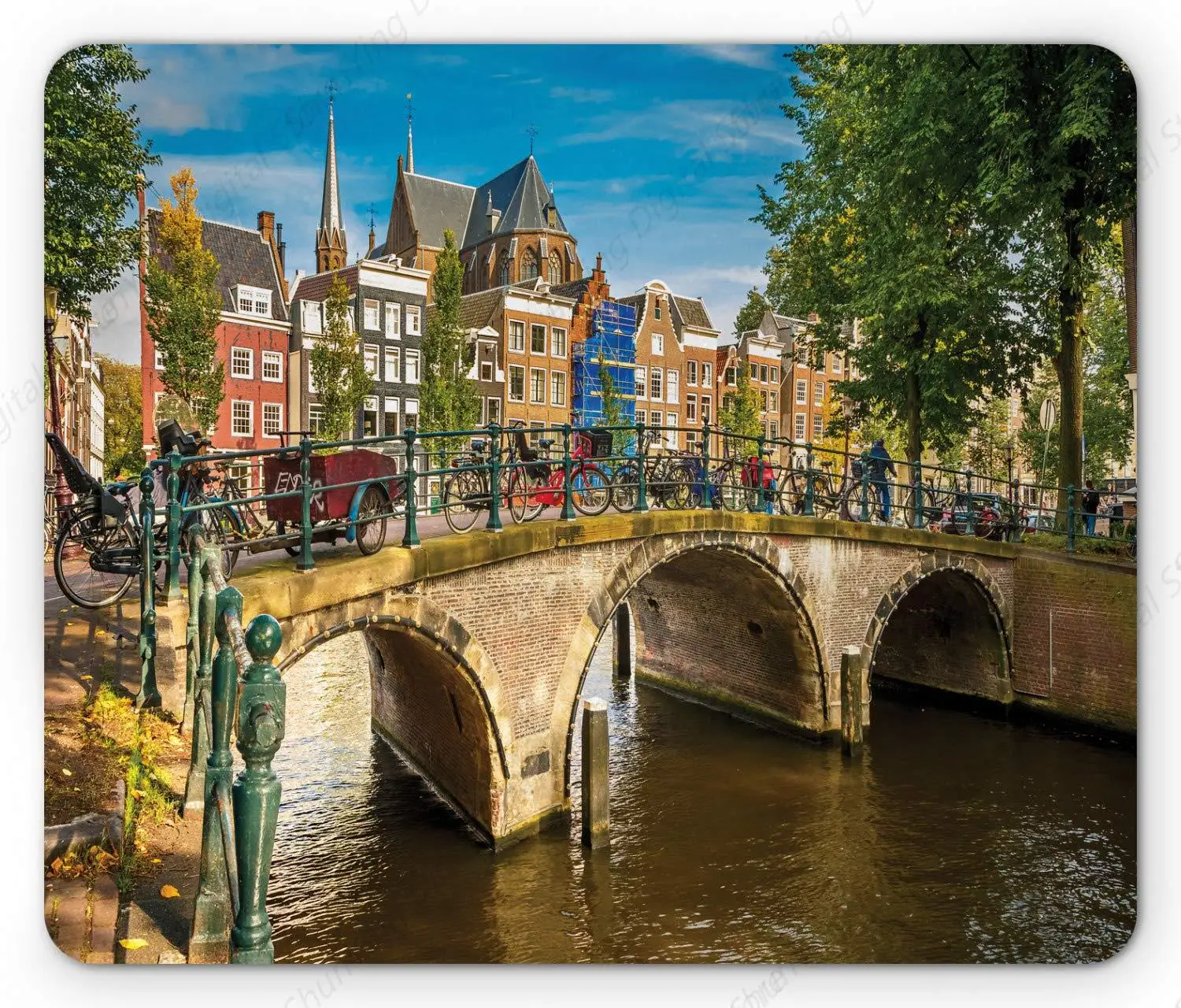 Amsterdam Mouse Pad With Bicycles On The Canal And Anti Slip Rubber Gaming Mouse Pad For Historic Dutch Houses 25*30cm