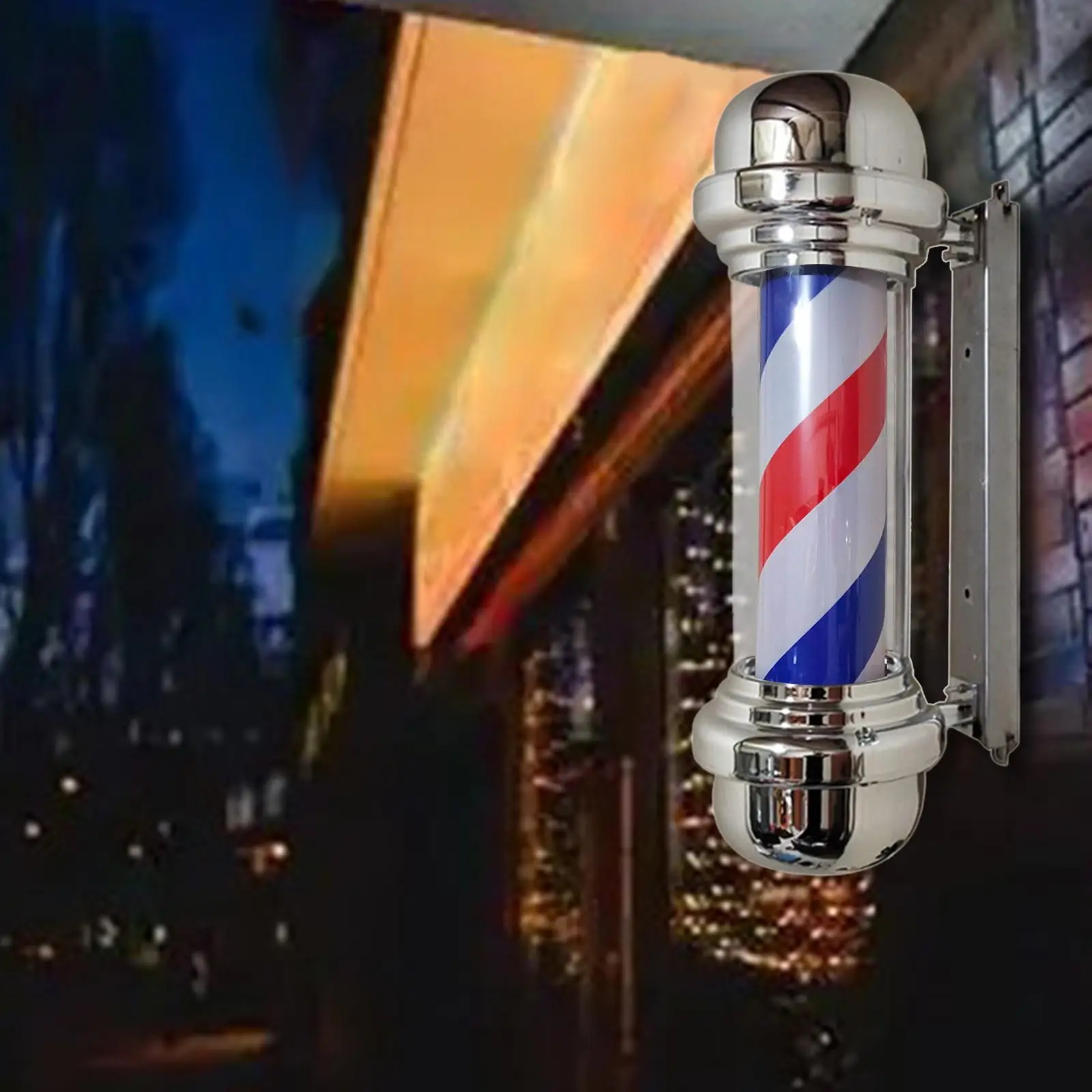 Waterproof Barber Pole LED Light Rotating Hair Salon Shop Sign Stripes for Indoor