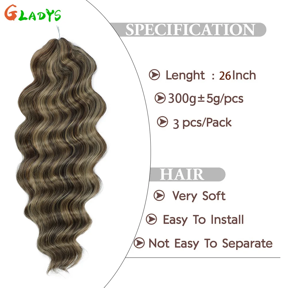 الجسم موجة الكروشيه وصلات شعر الاصطناعية الشعر الكروشيه الشعر التمديد أومبير اللون الكروشيه تجديل الشعر التمديد للنساء #3