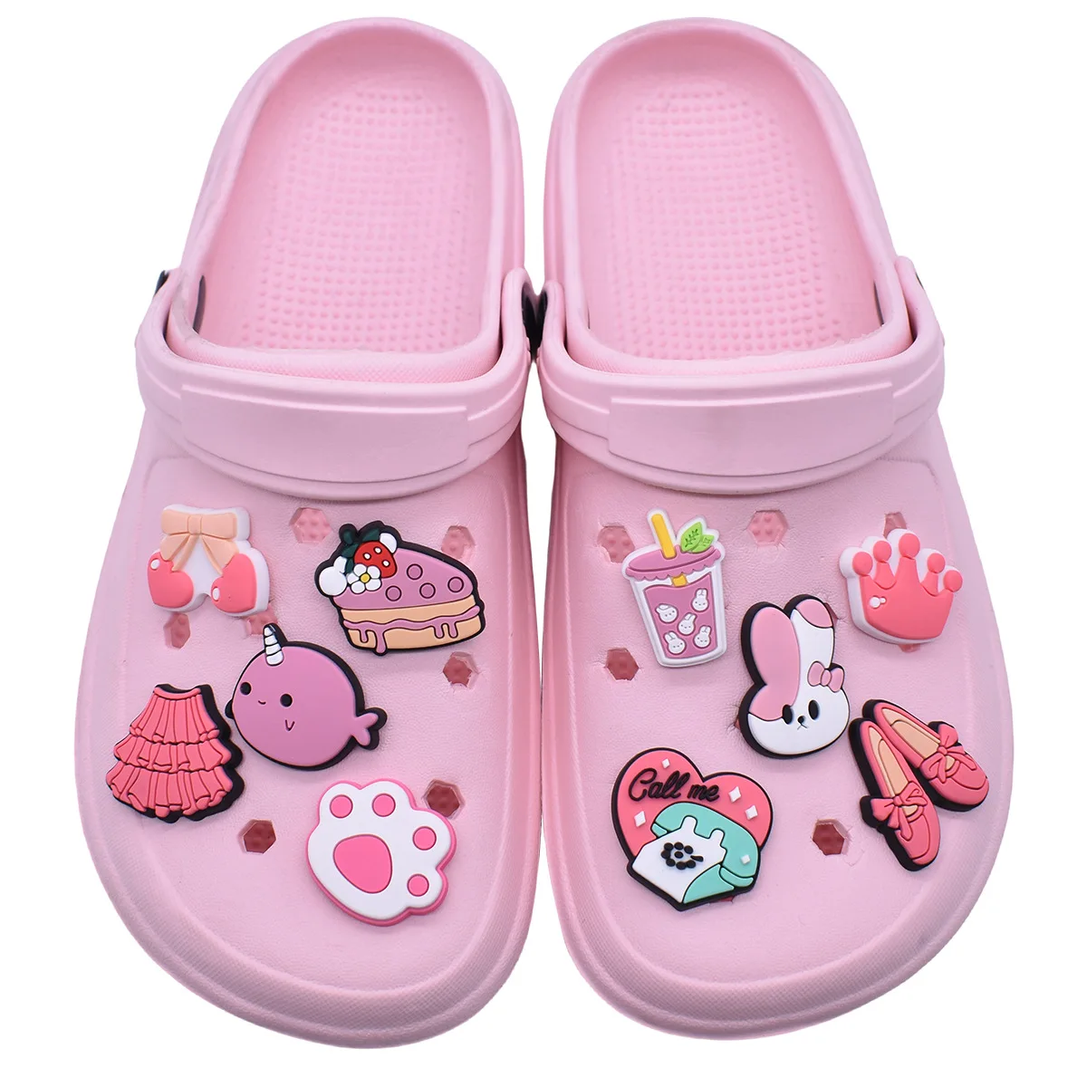 Cute Pink Shoe Charms Decoration for Crocs Pin Accessories Charms Bracelet Wristband DIY Shoe Women Party Gifts image 3