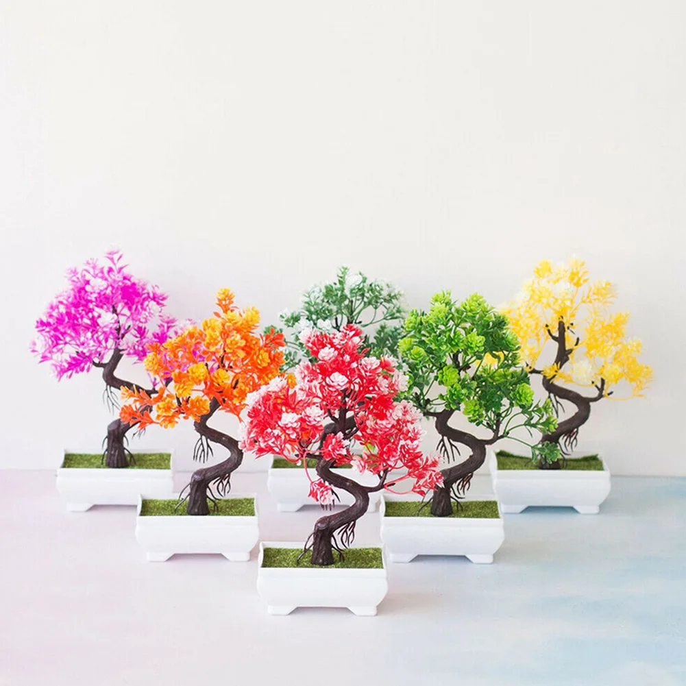 Artificial Plants Bonsai Small Tree Pot Fake Plant Flowers Potted Ornaments For Home Room Table Decoration Hotel Garden Decor