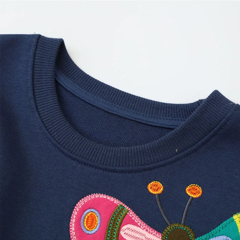 TUONXYE Autumn Girls Long Sleeve Sweatshirts Cartoon Butterfly Embroidery Knitting Soft Warm Cotton Children's Clothes