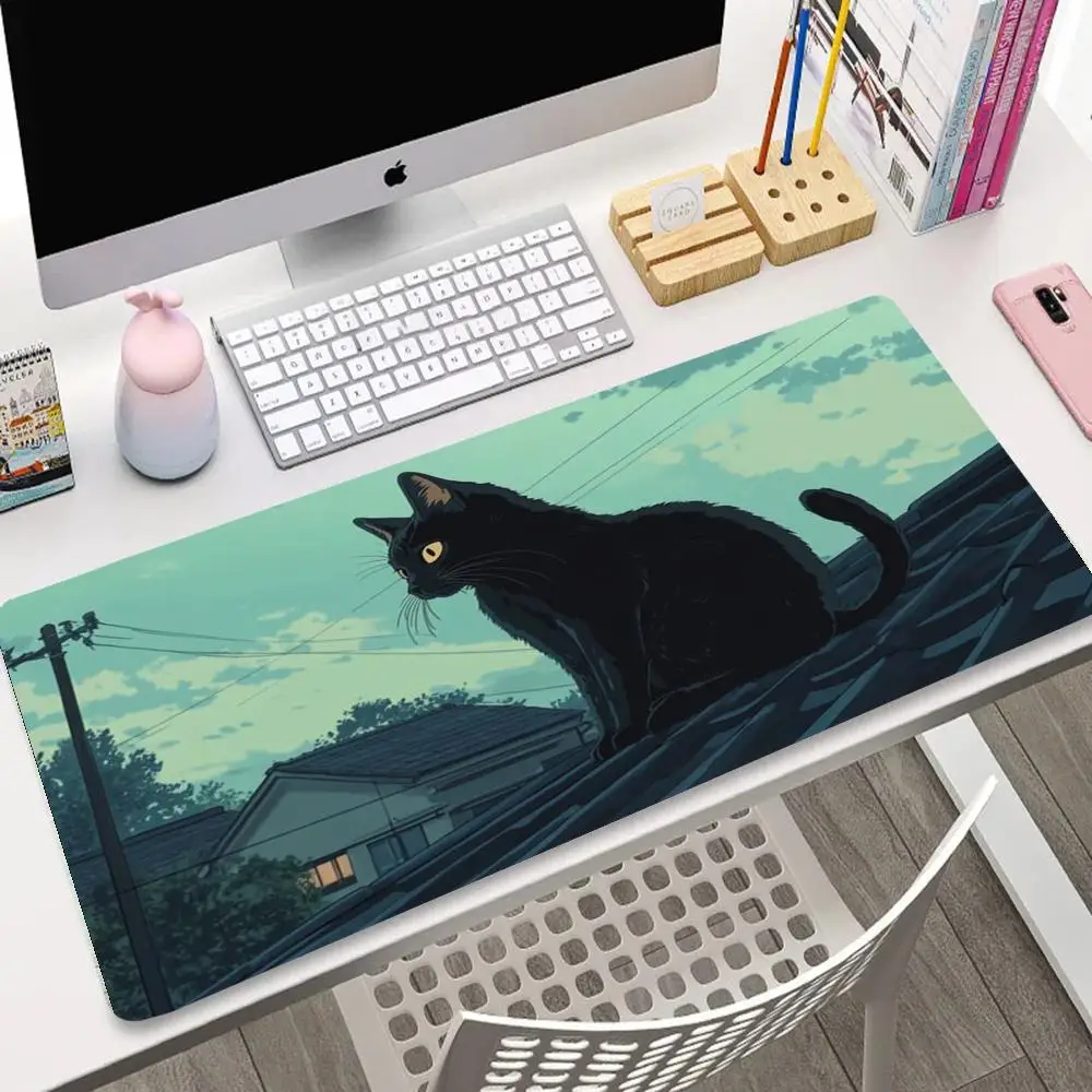 

Cat cartoon mouse pad Japanese cute pet illustration style anti-slip thickened edge lock computer office game universal