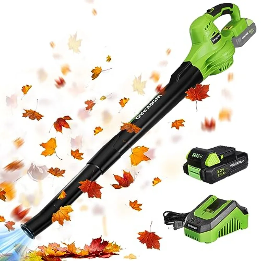 

Cordless Leaf Blower 20V Battery Powered Leaf Blowers for Lawn Care 2-Speed Control Lightweight Mini Electric Leaf Blower with