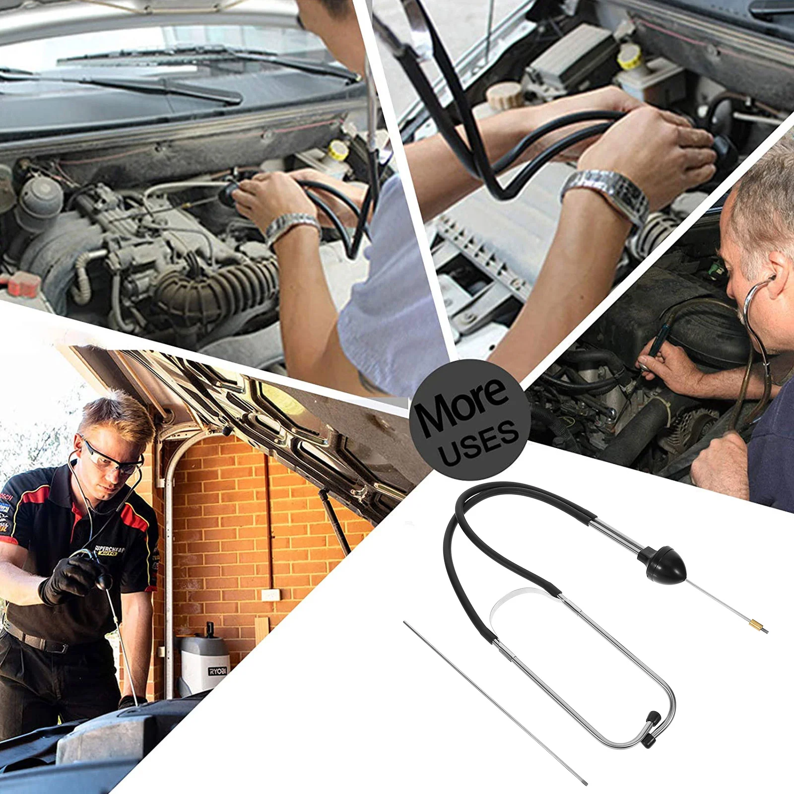 

1Set Car Cylinder Stethoscope Carbon Steel Engine Block Diagnostic Tool Auto Detection Auto Maintenance Tool