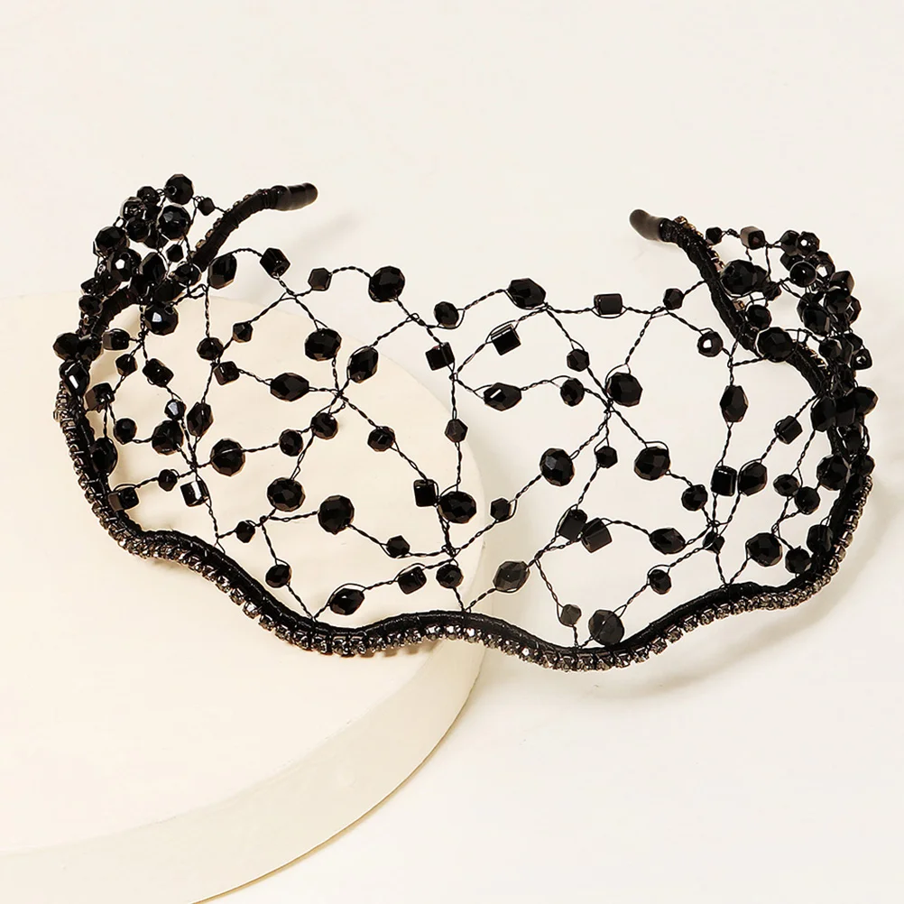 

1pc Woven Tiara Diamond Hairband Mesh Bead Decor Performance Ornament For Women Girls Bridal Party Prom Performance Gift