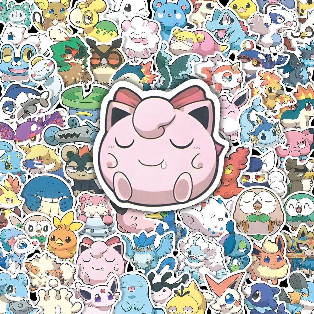 93Pcs Cute Q Version Pokemon Stickers Cartoon Anime Waterproof Decals for Journal Notebook DIY Craft Decor