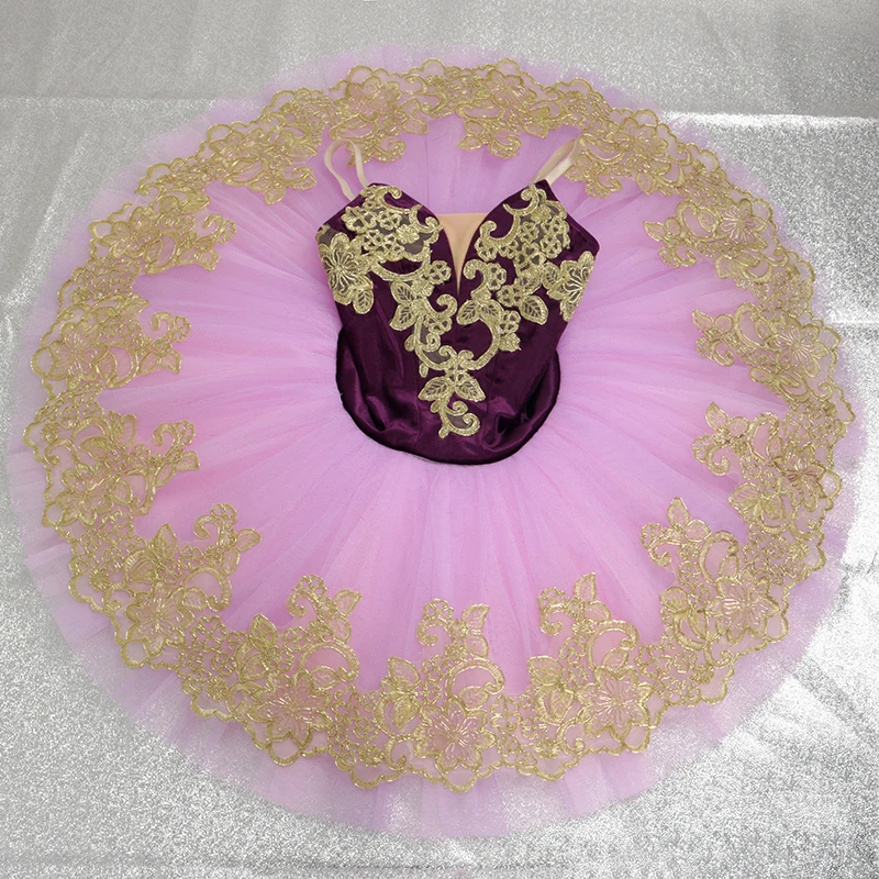 

Purple pink gold ballet tutu performance sleep beauty pancake tutu women classical ballet tutu for girls BLST20085