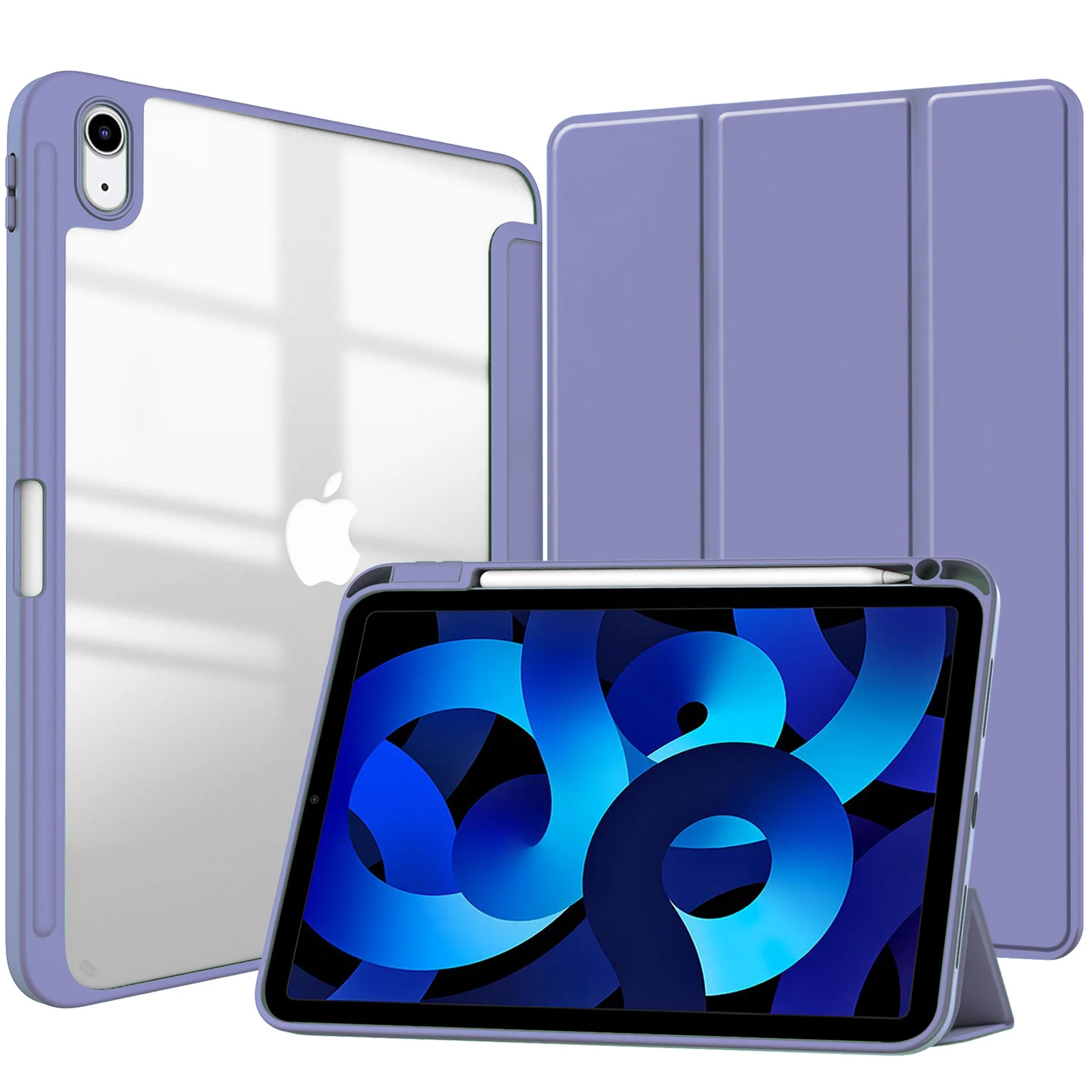 For iPad 4/5/9.7/10th/11 10.2 Pro 12.9 2022/2021/2020 Protective Clear Solid Air3 Case Lightweight Acrylic Cover With Pen Slot